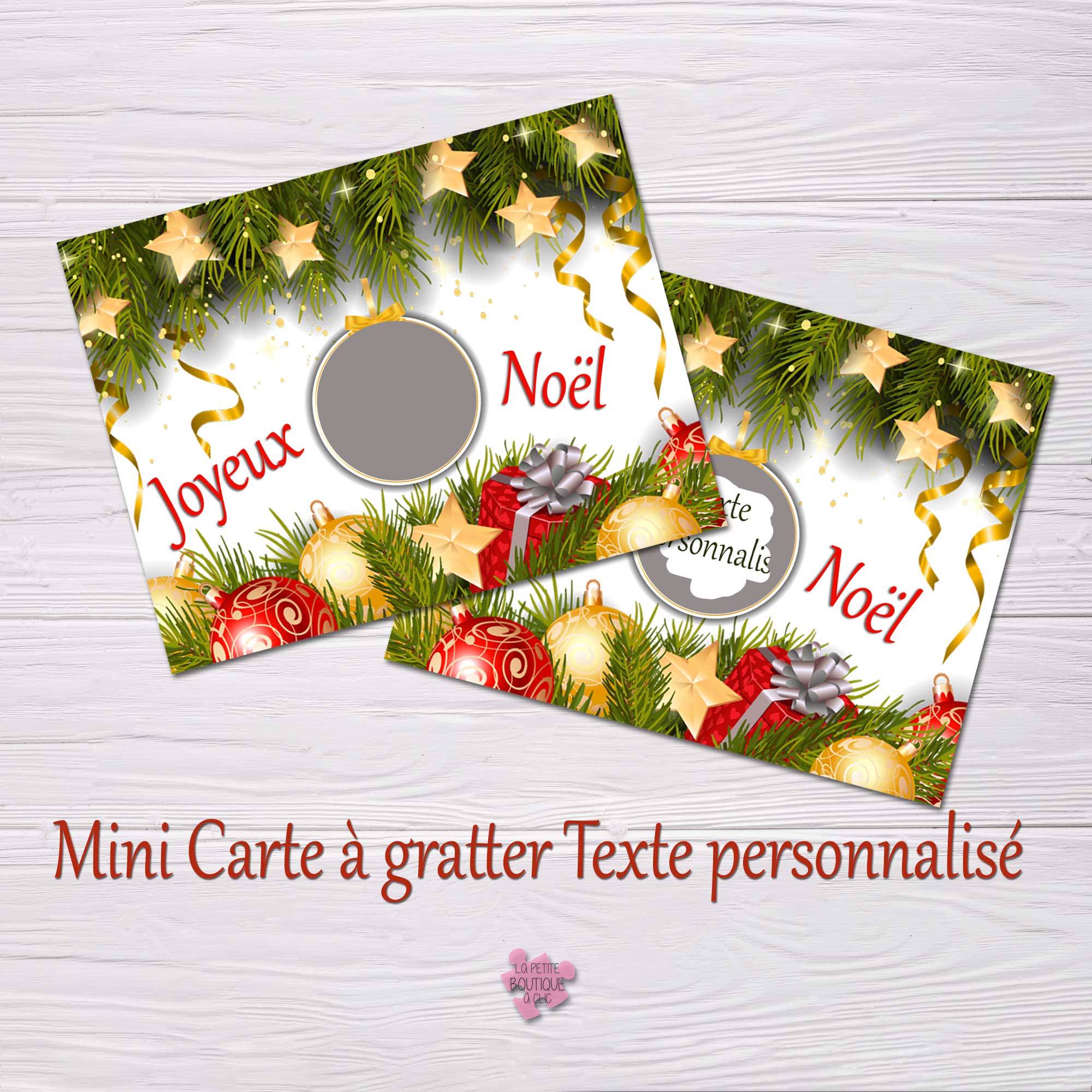 Mini carte à gratter Noel texte libre personnalisée texte libre - La petite  boutique à Clic
