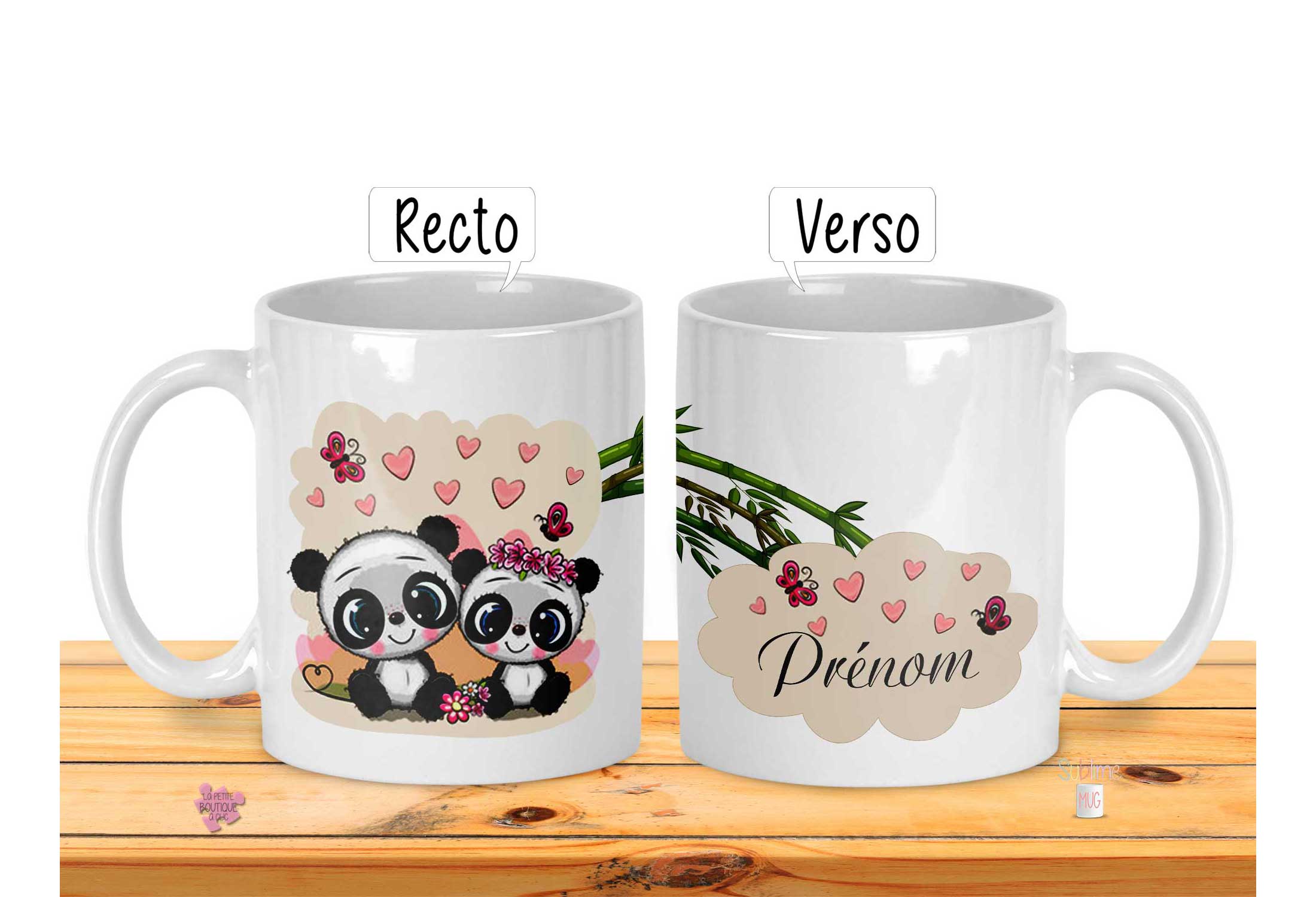 tasse céramique Panda licorne personnalisé avec prénom Mug 