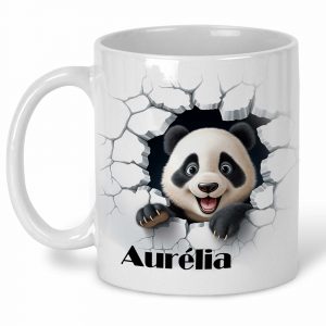 mug panda effet 3D avec prénom
